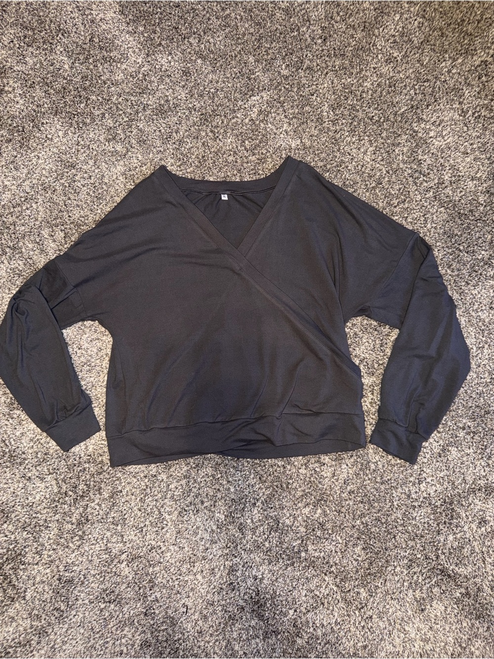 Women’s Black Wrap-Style Long Sleeve Top